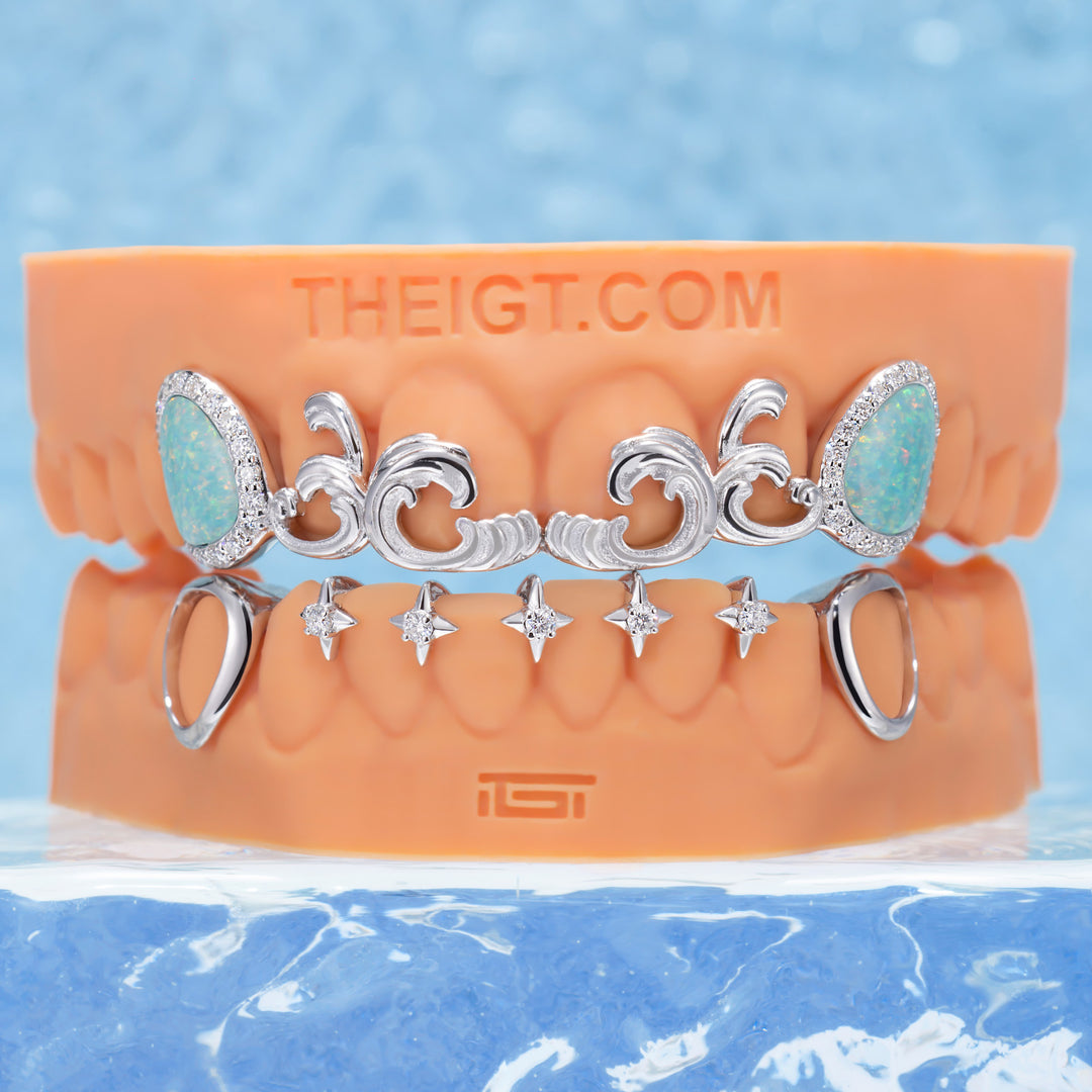 "Blue Opal" Wave Starburst Bar Grillz