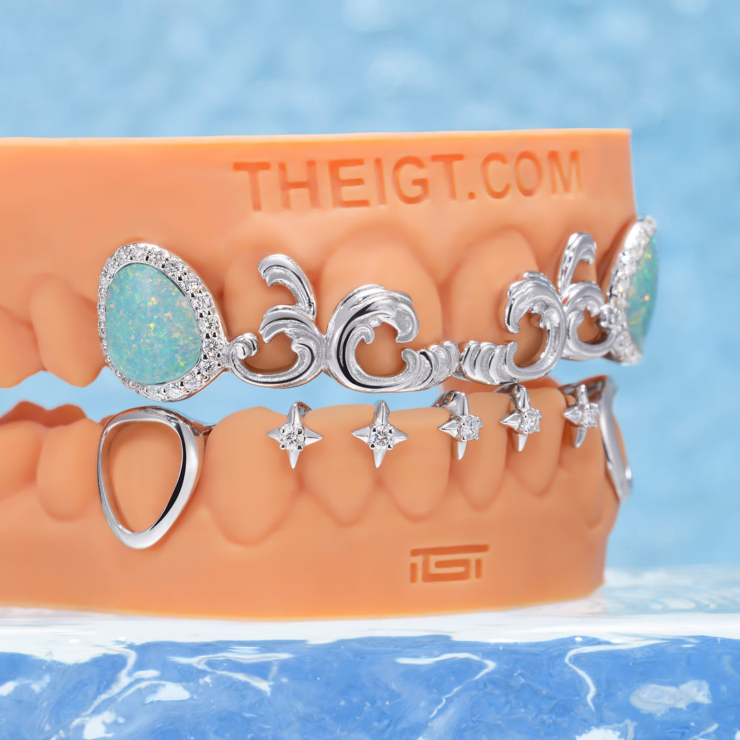 "Blue Opal" Wave Starburst Bar Grillz