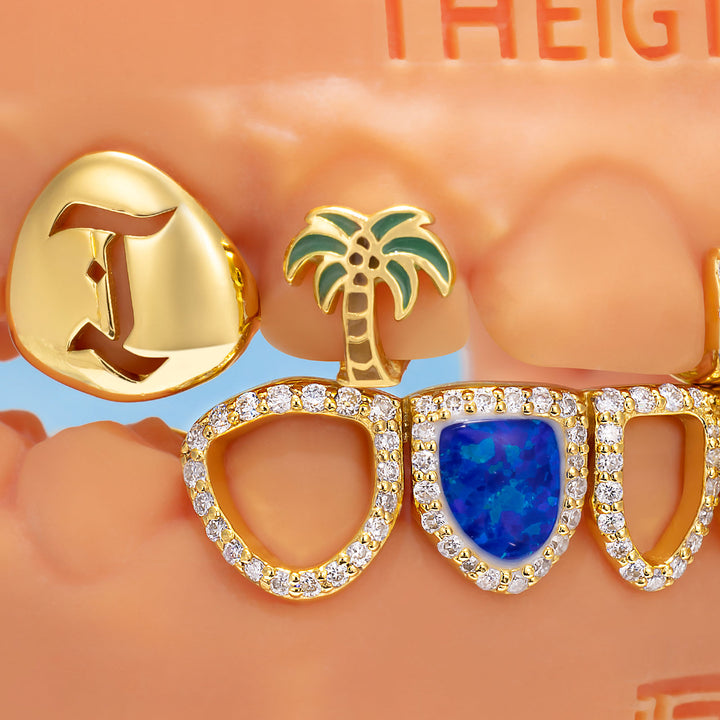 Blue Opal & Coconut Grillz