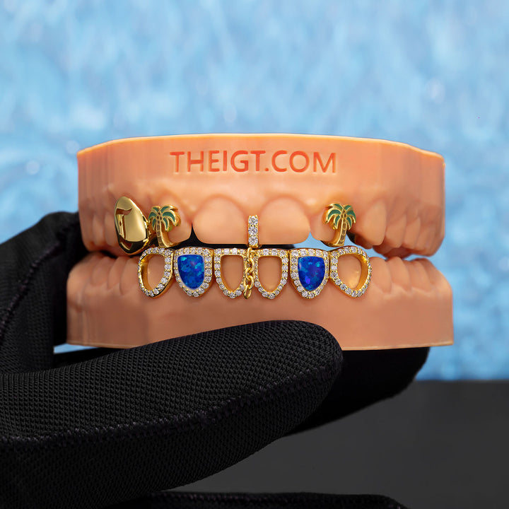 Blue Opal & Coconut Grillz