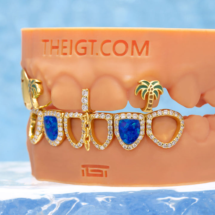 Blue Opal & Coconut Grillz