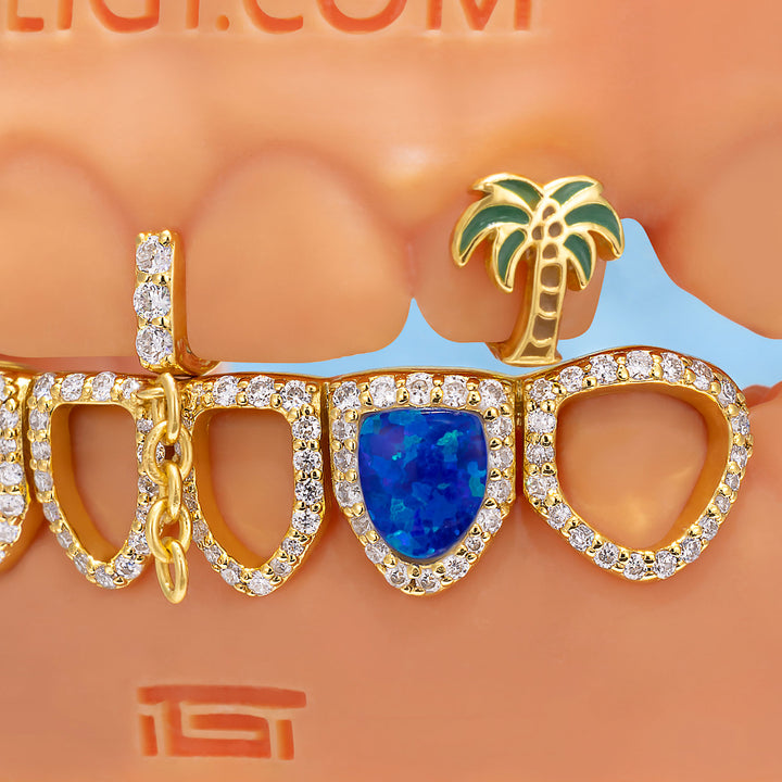 Blue Opal & Coconut Grillz