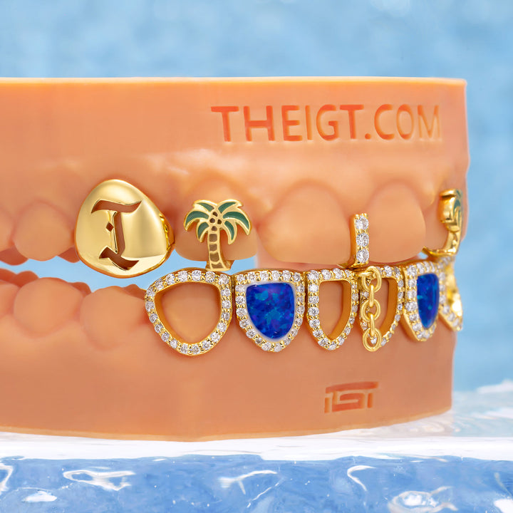 Blue Opal & Coconut Grillz