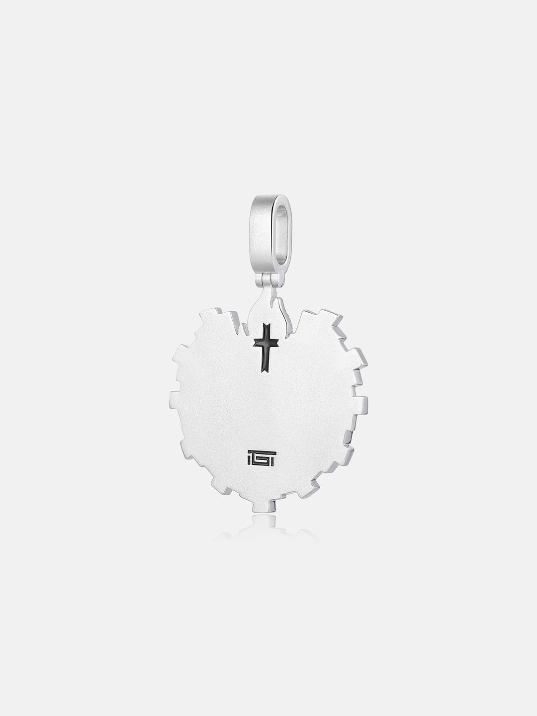 Blue Sacred Heart Rays Moissanite Pendant