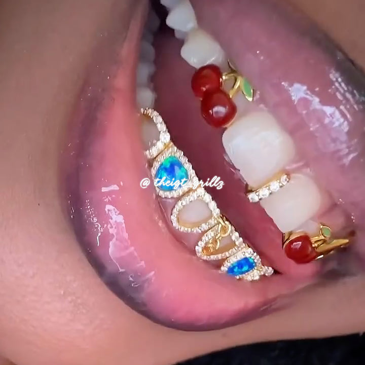 Blue Opal & Cherry Bloom Grillz