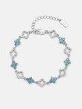Blue & White Moissanite Four Leaf Clover Bracelet