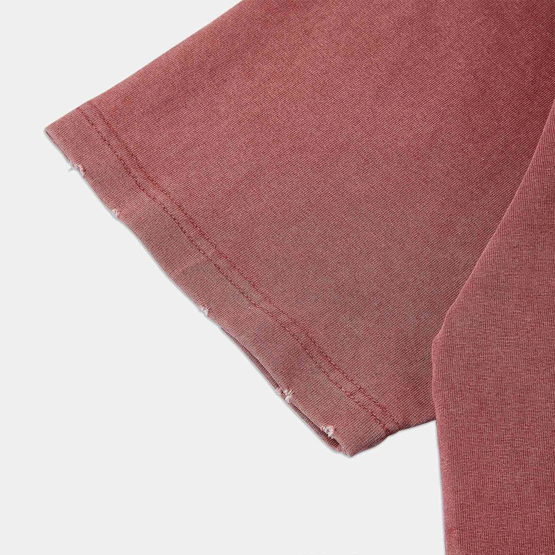 Boxy Washed Embroidered T-Shirt - Pink