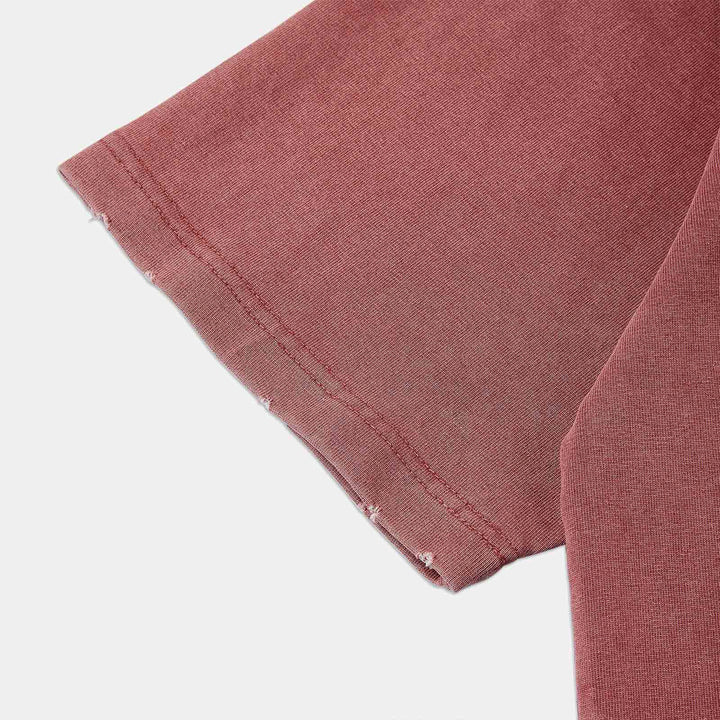 Boxy Washed Embroidered T-Shirt - Pink