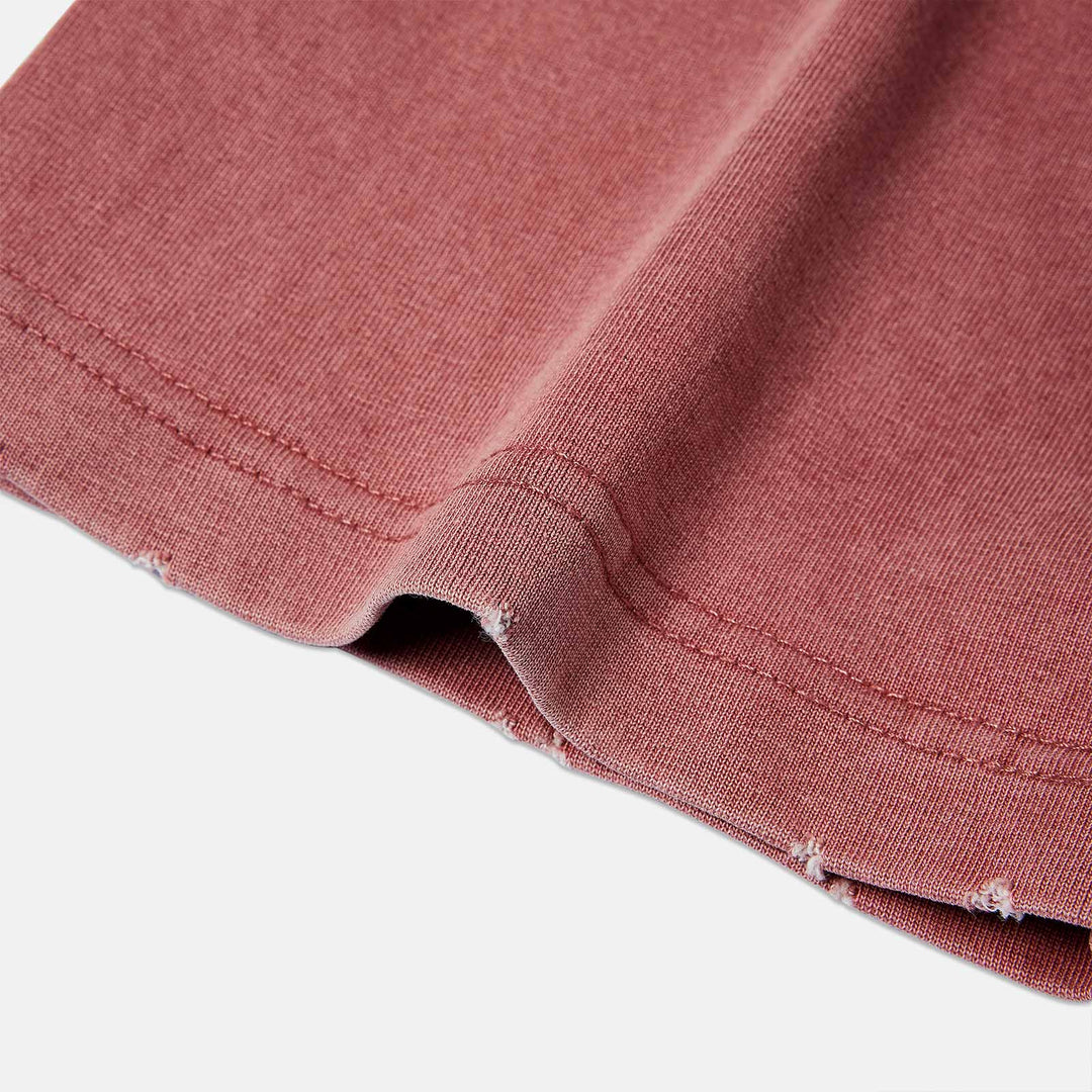 Boxy Washed Embroidered T-Shirt - Pink