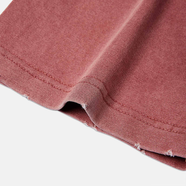 Boxy Washed Embroidered T-Shirt - Pink