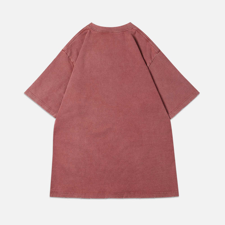 Boxy Washed Embroidered T-Shirt - Pink