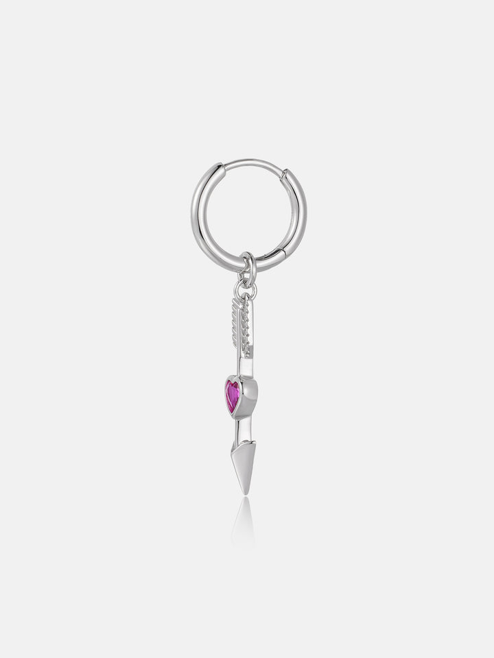 Cerise Heart Arrow Hoop Drop Earrings