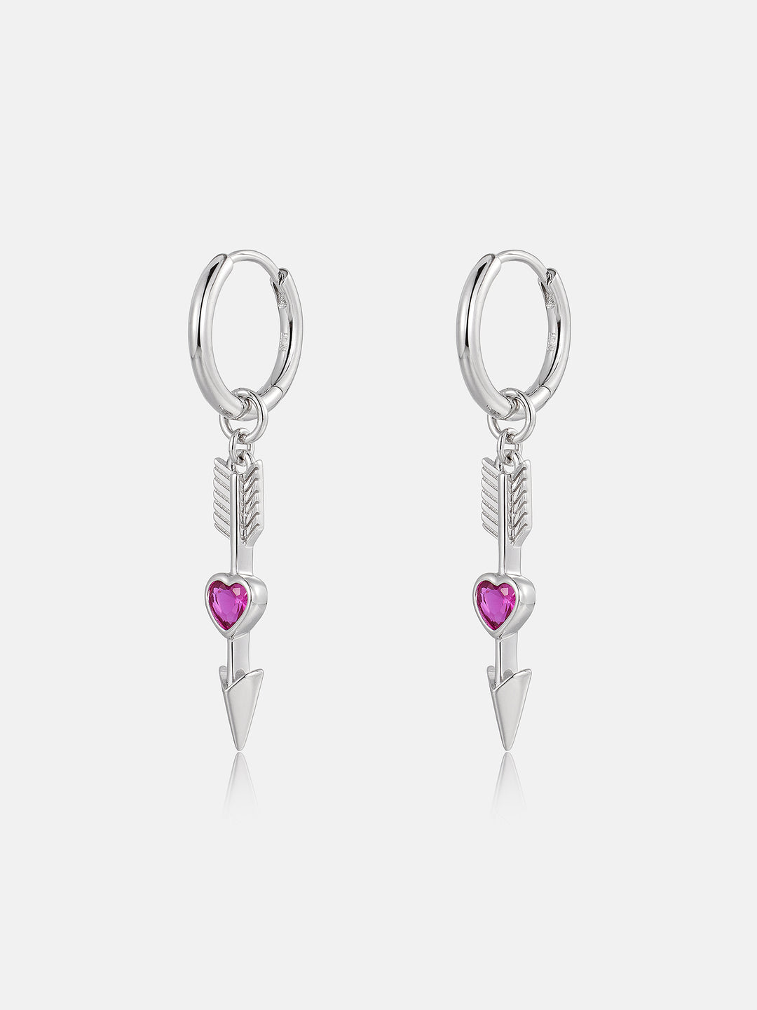 Cerise Heart Arrow Hoop Drop Earrings