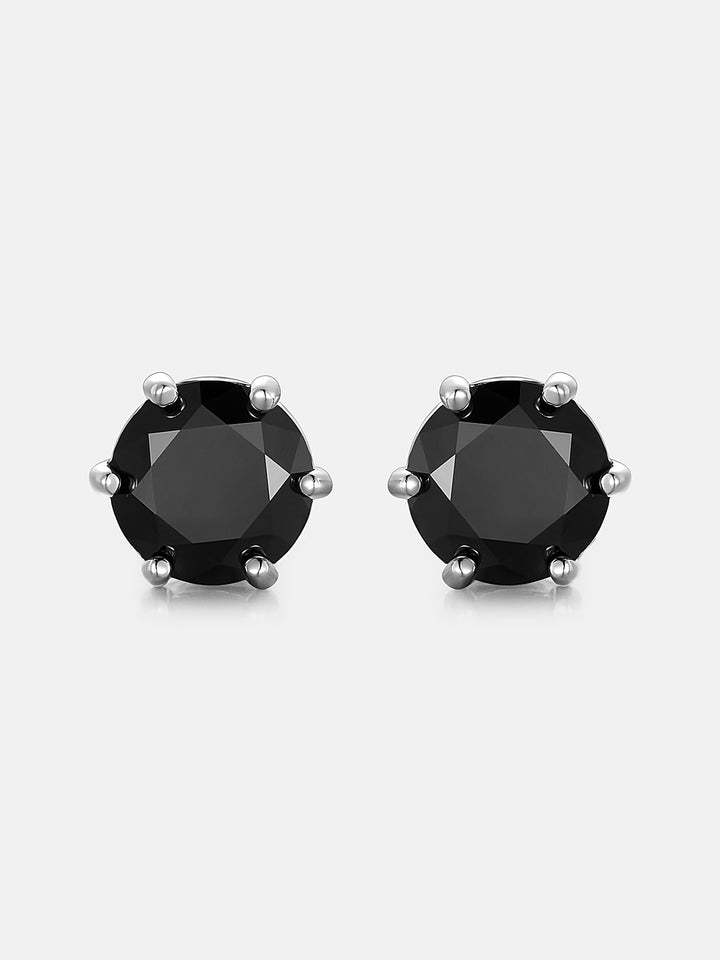 Certified Black Moissanite Stud Earrings-2.00CT Total