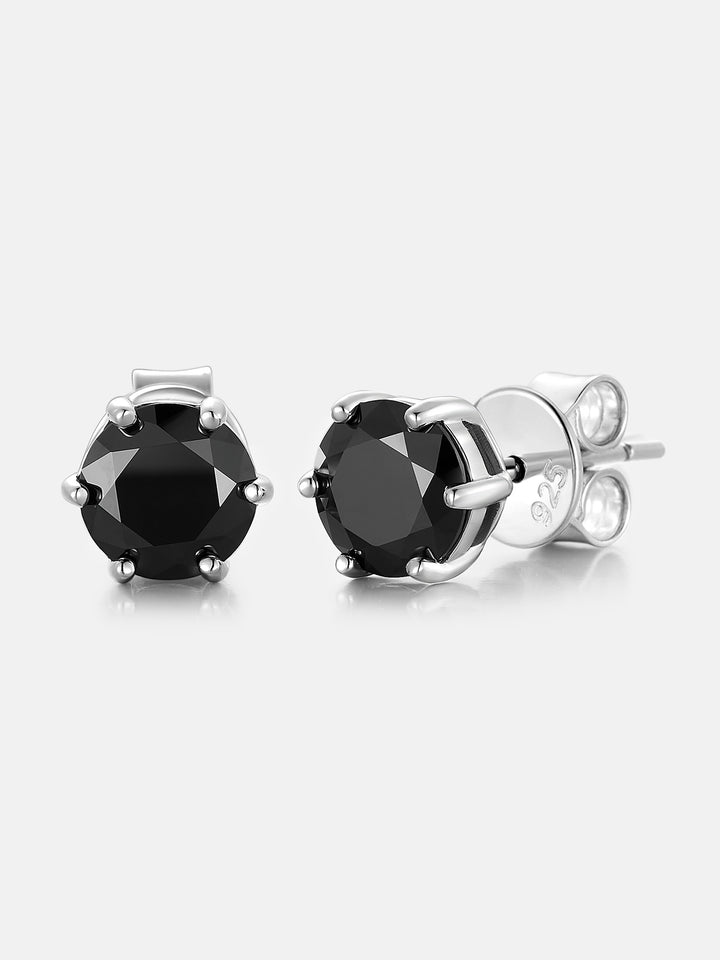 Certified Black Moissanite Stud Earrings-2.00CT Total