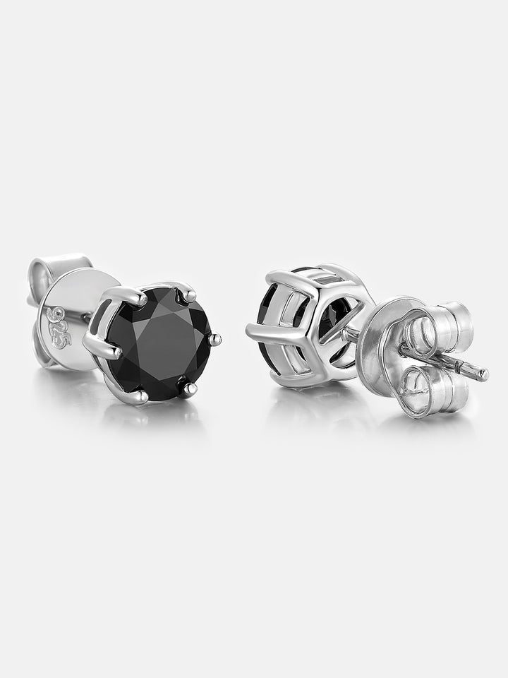 Certified Black Moissanite Stud Earrings-2.00CT Total