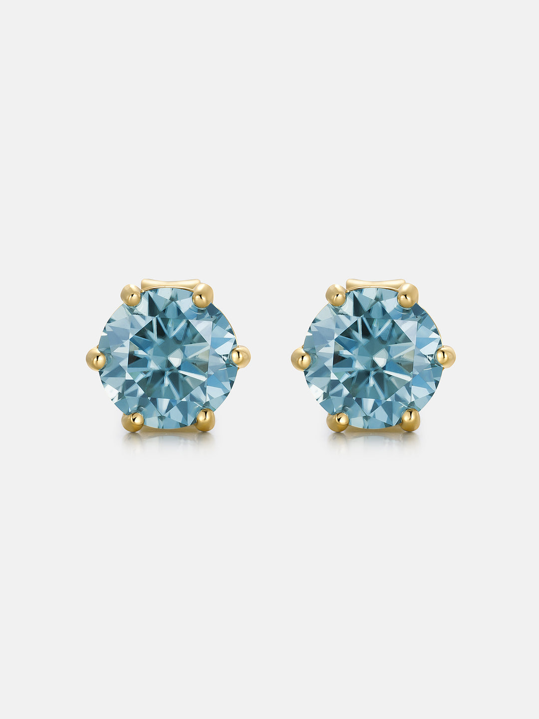 Certified Blue Moissanite Stud Earrings