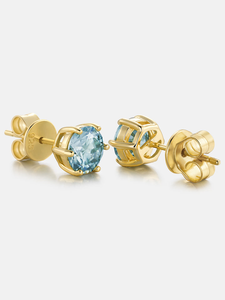 Certified Blue Moissanite Stud Earrings
