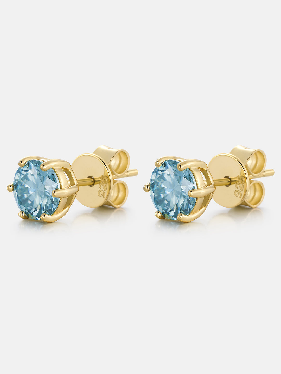 Certified Blue Moissanite Stud Earrings