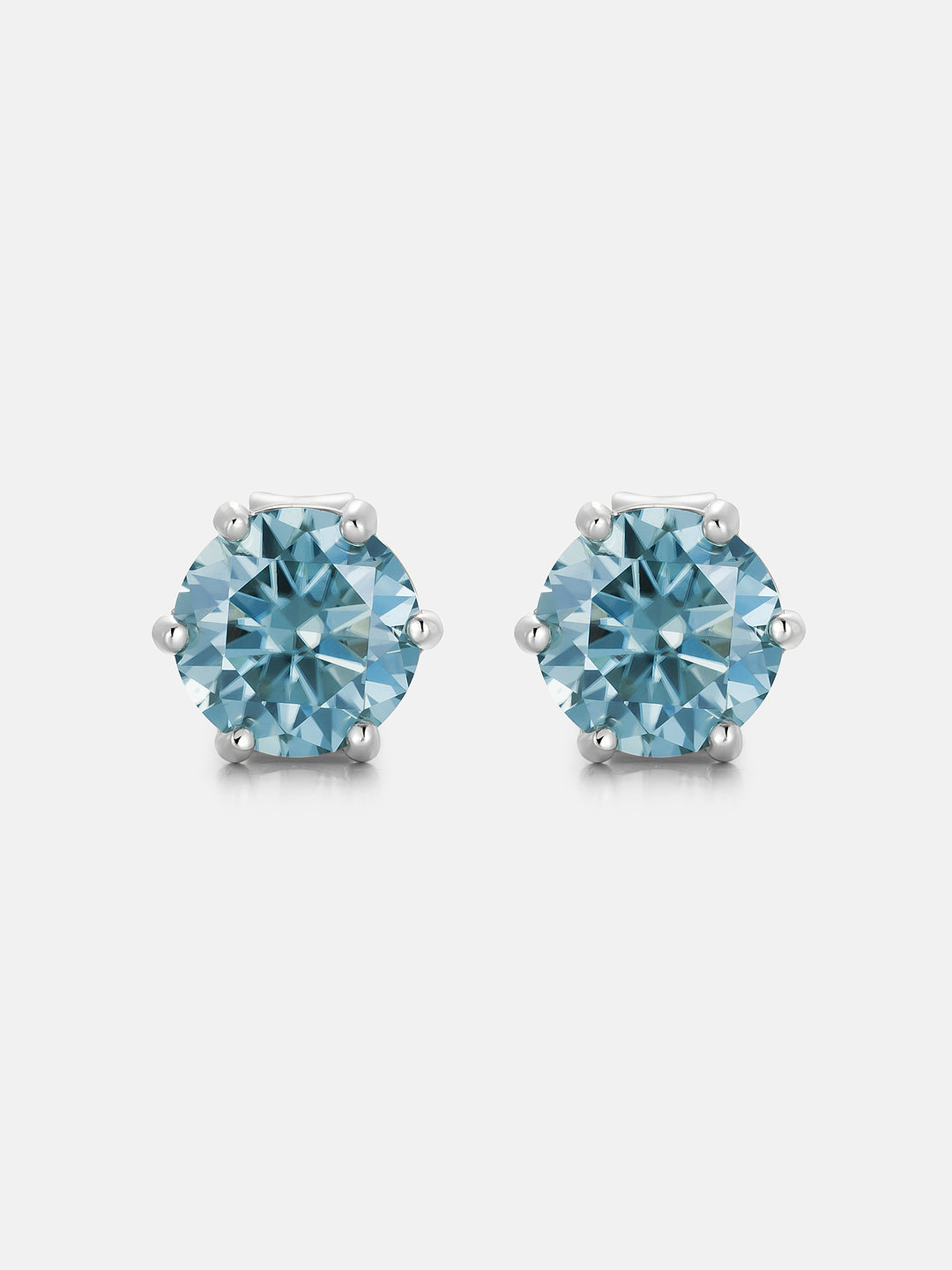 Certified Blue Moissanite Stud Earrings