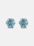 Certified Blue Moissanite Stud Earrings
