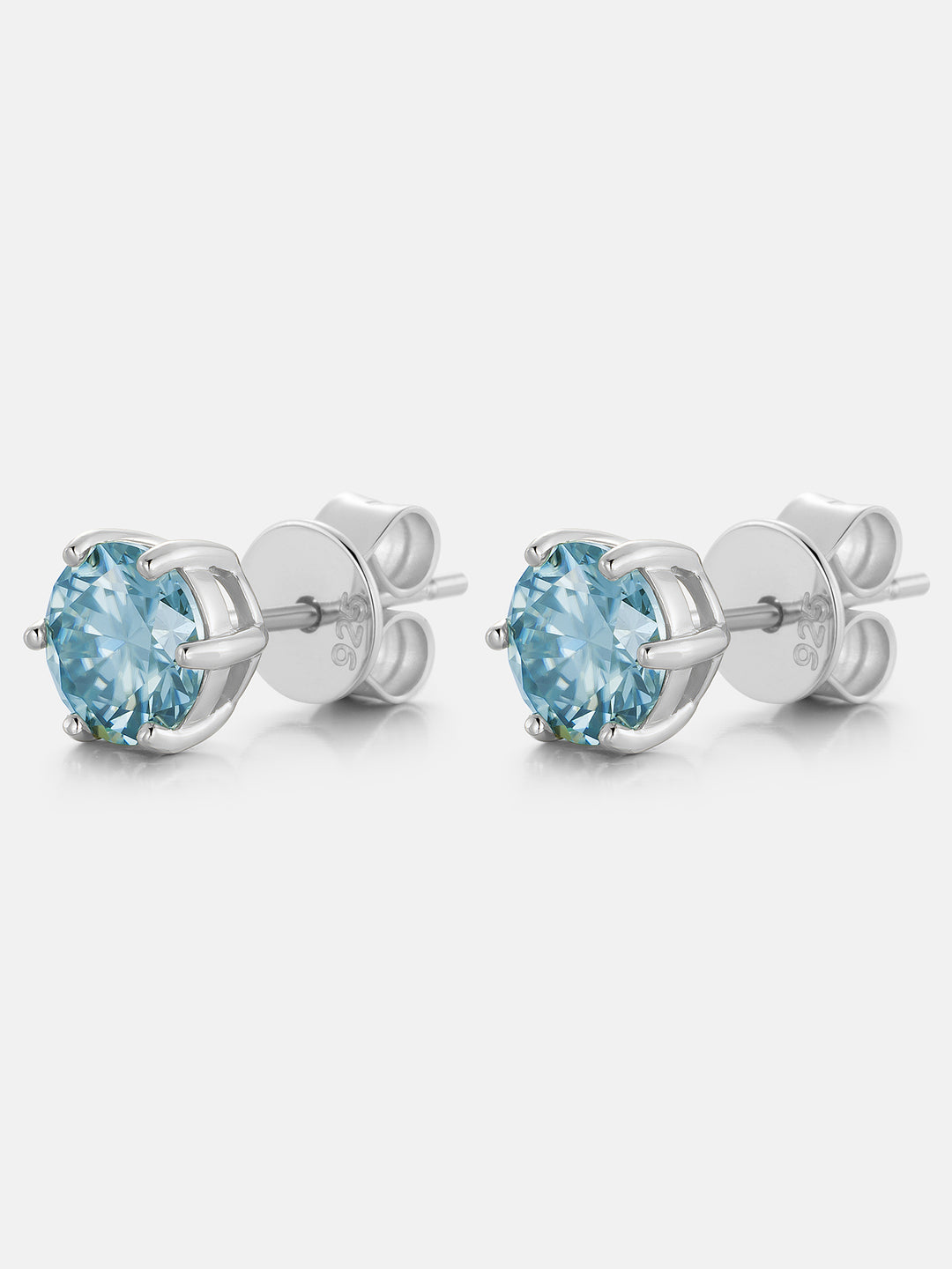 Certified Blue Moissanite Stud Earrings