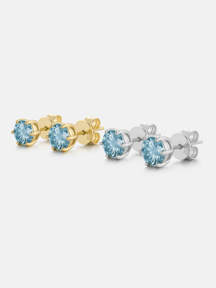 Certified Blue Moissanite Stud Earrings
