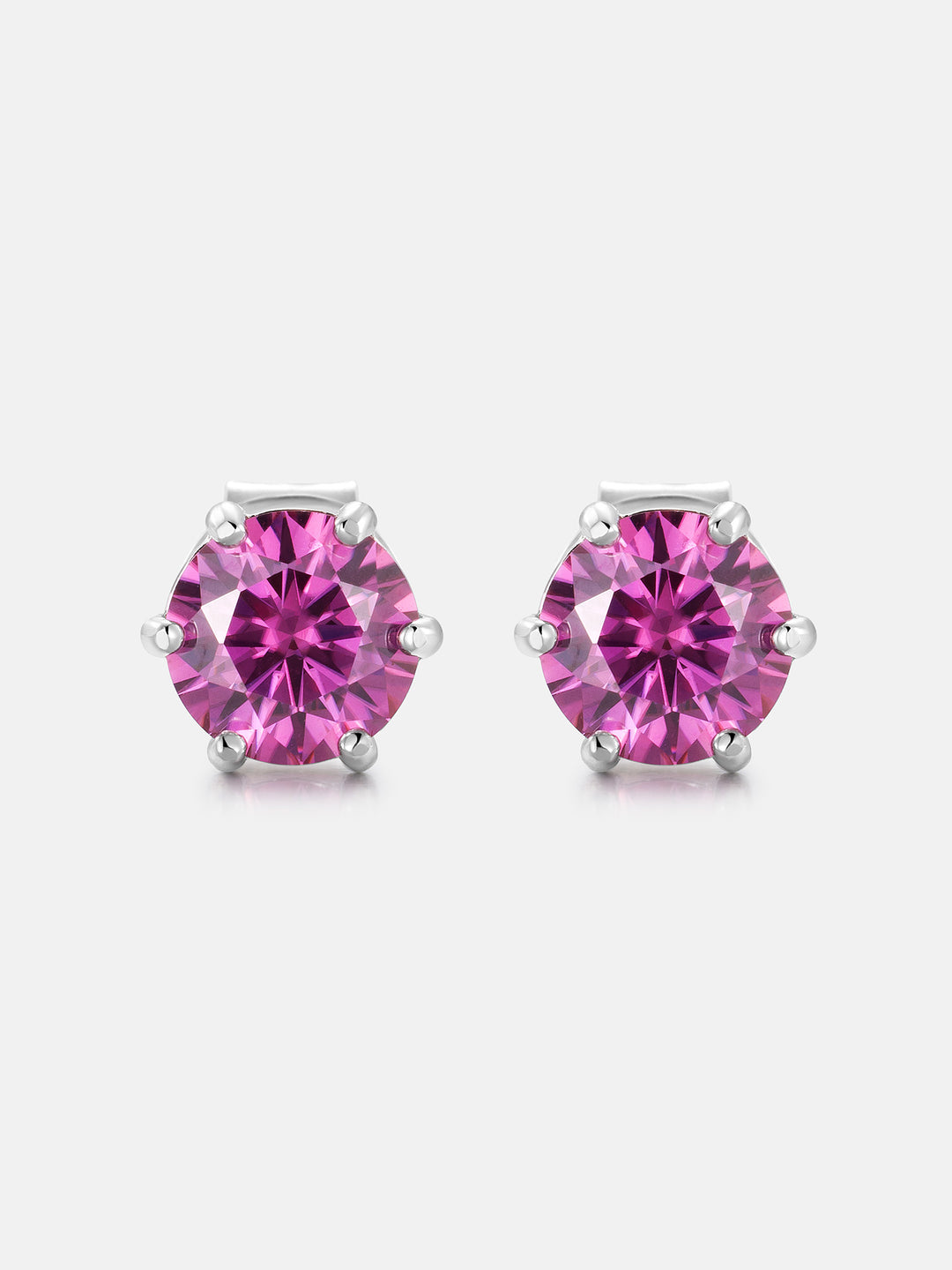 Certified Pink Moissanite Stud Earrings-2.00CT Total