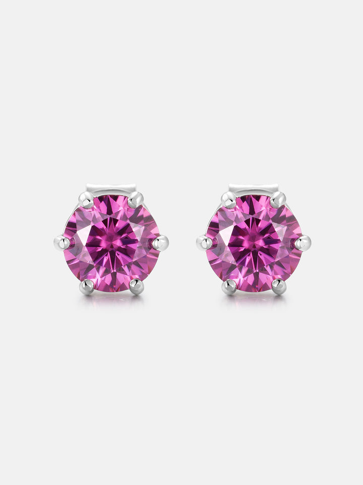 Certified Pink Moissanite Stud Earrings-2.00CT Total