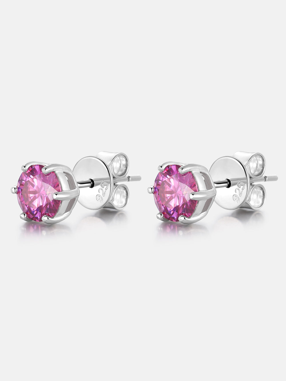 Certified Pink Moissanite Stud Earrings-2.00CT Total