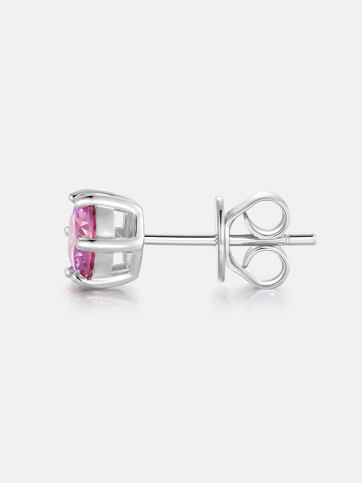 Certified Pink Moissanite Stud Earrings-2.00CT Total