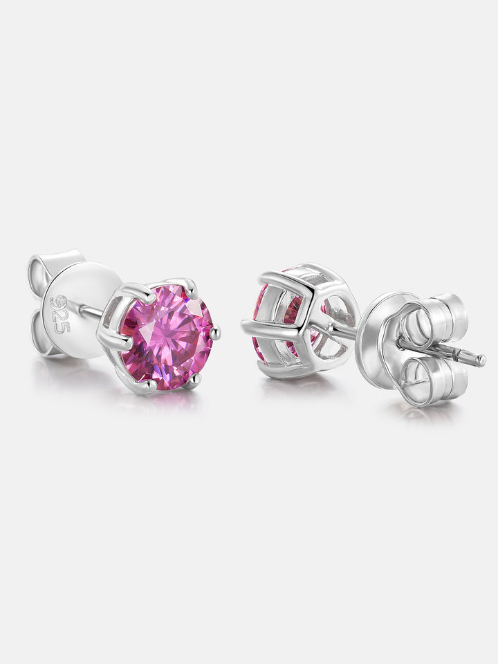 Certified Pink Moissanite Stud Earrings-2.00CT Total