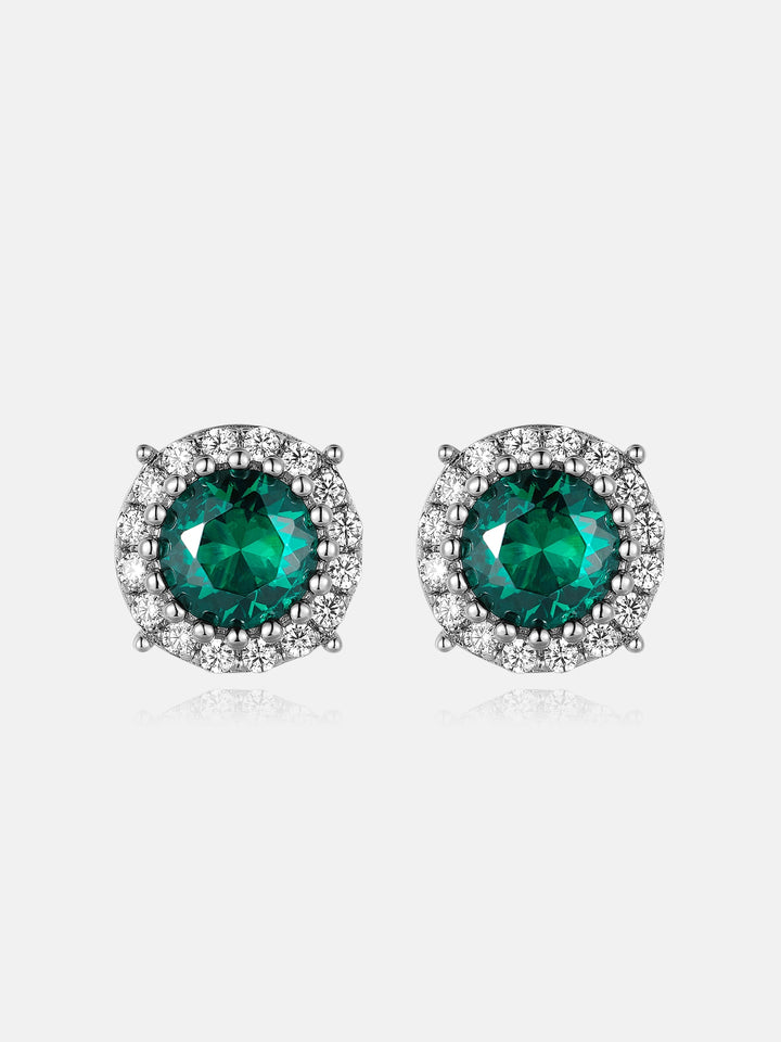 Colored Gem Moissanite Cluster Solitaire Earrings
