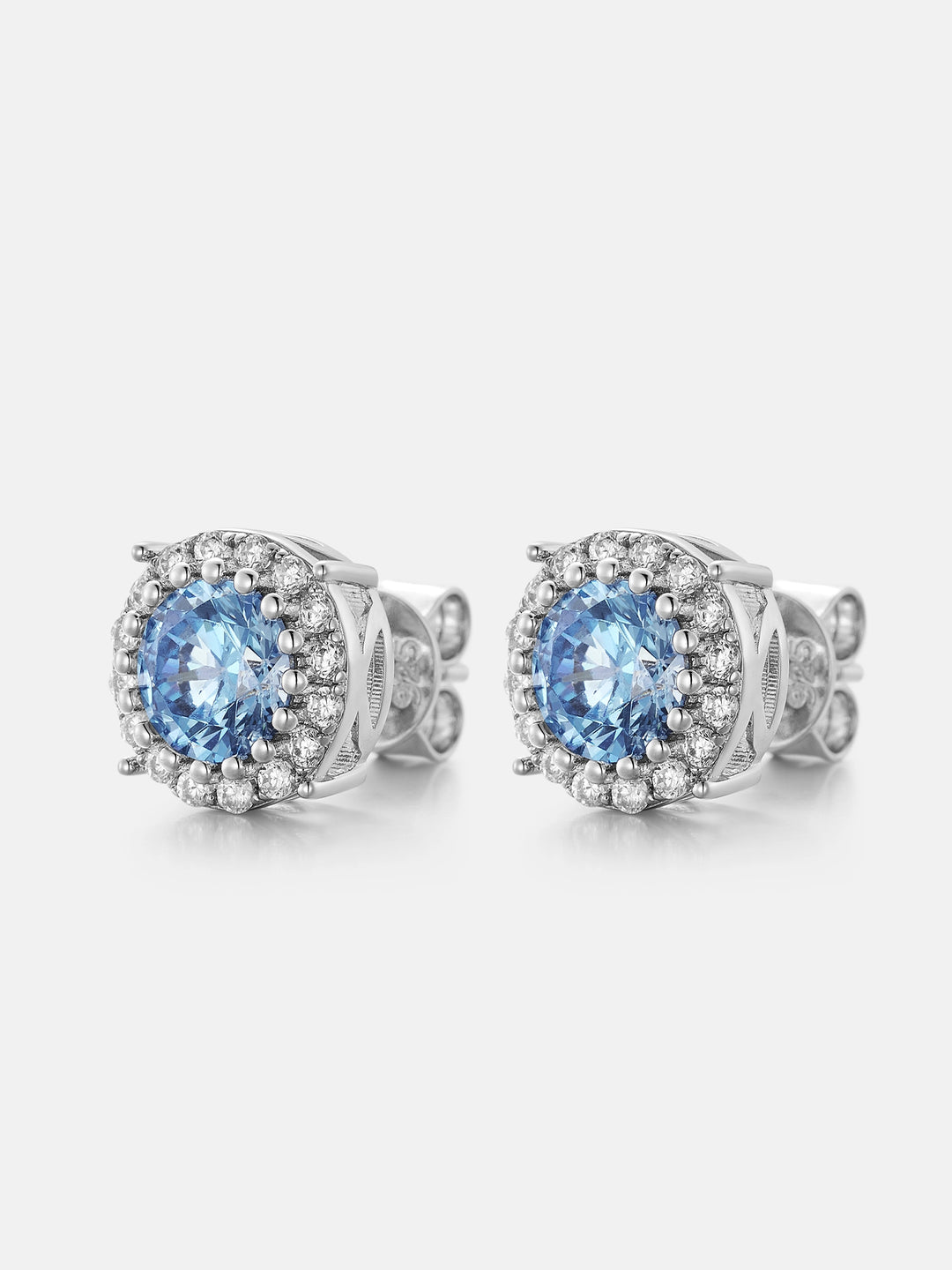 Colored Gem Moissanite Cluster Solitaire Earrings