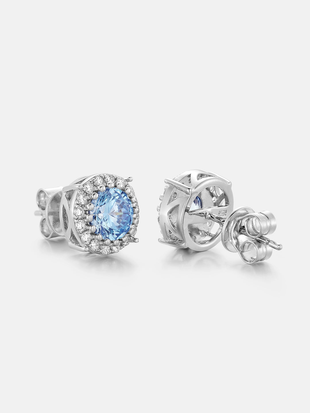 Colored Gem Moissanite Cluster Solitaire Earrings