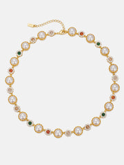 Colored Gem White Moissanite Daisy Pearl Chain