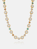 Colored Gem White Moissanite Daisy Pearl Chain