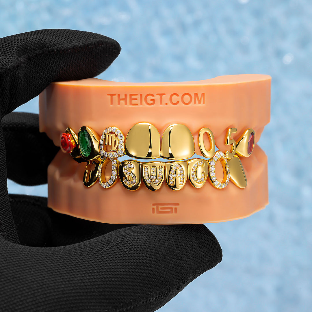 Colored Gem Zodiac & Letter Moissanite Grillz
