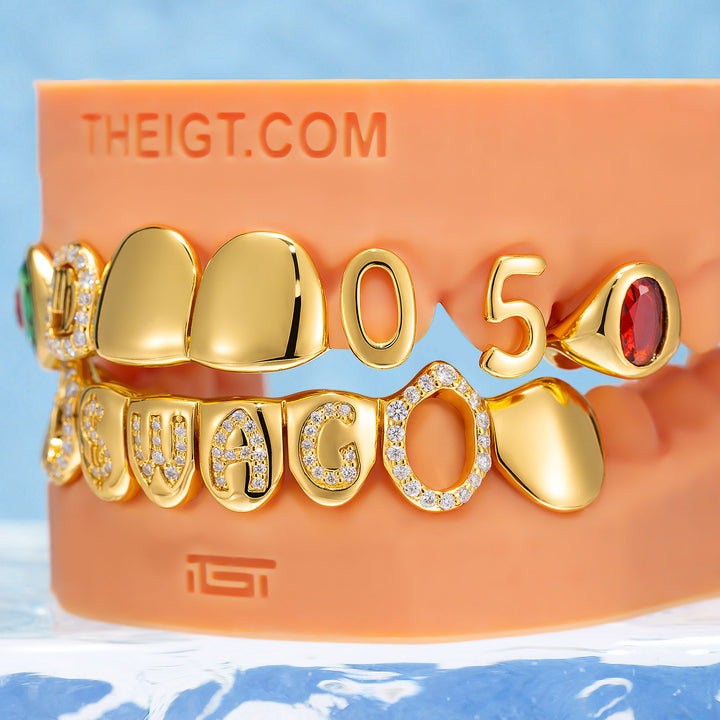 Colored Gem Zodiac & Letter Moissanite Grillz