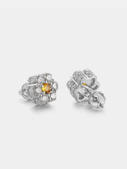 Colored Gem & Moissanite Cluster Hexagon Earrings-Total 2.4CT