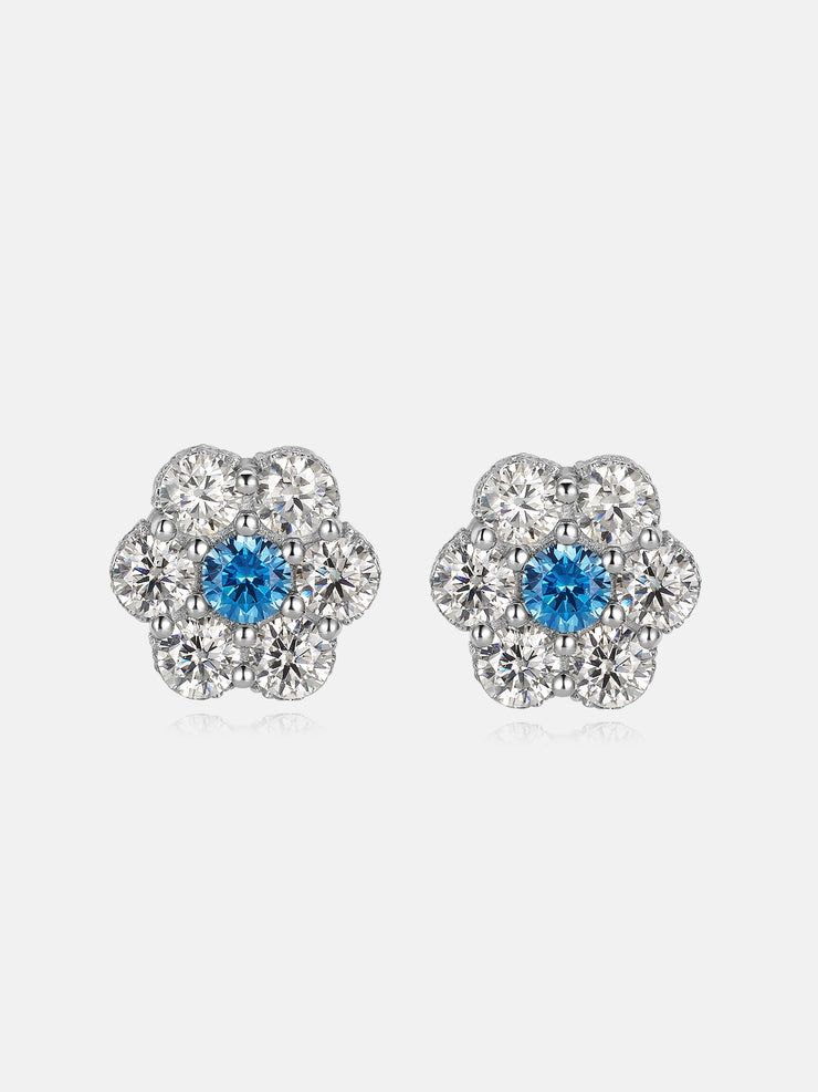 Colored Gem & Moissanite Cluster Hexagon Earrings-Total 2.4CT