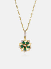 Colored Gemstone Moissanite Flower Rotatable Necklace