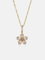 Colored Gemstone Moissanite Flower Rotatable Necklace