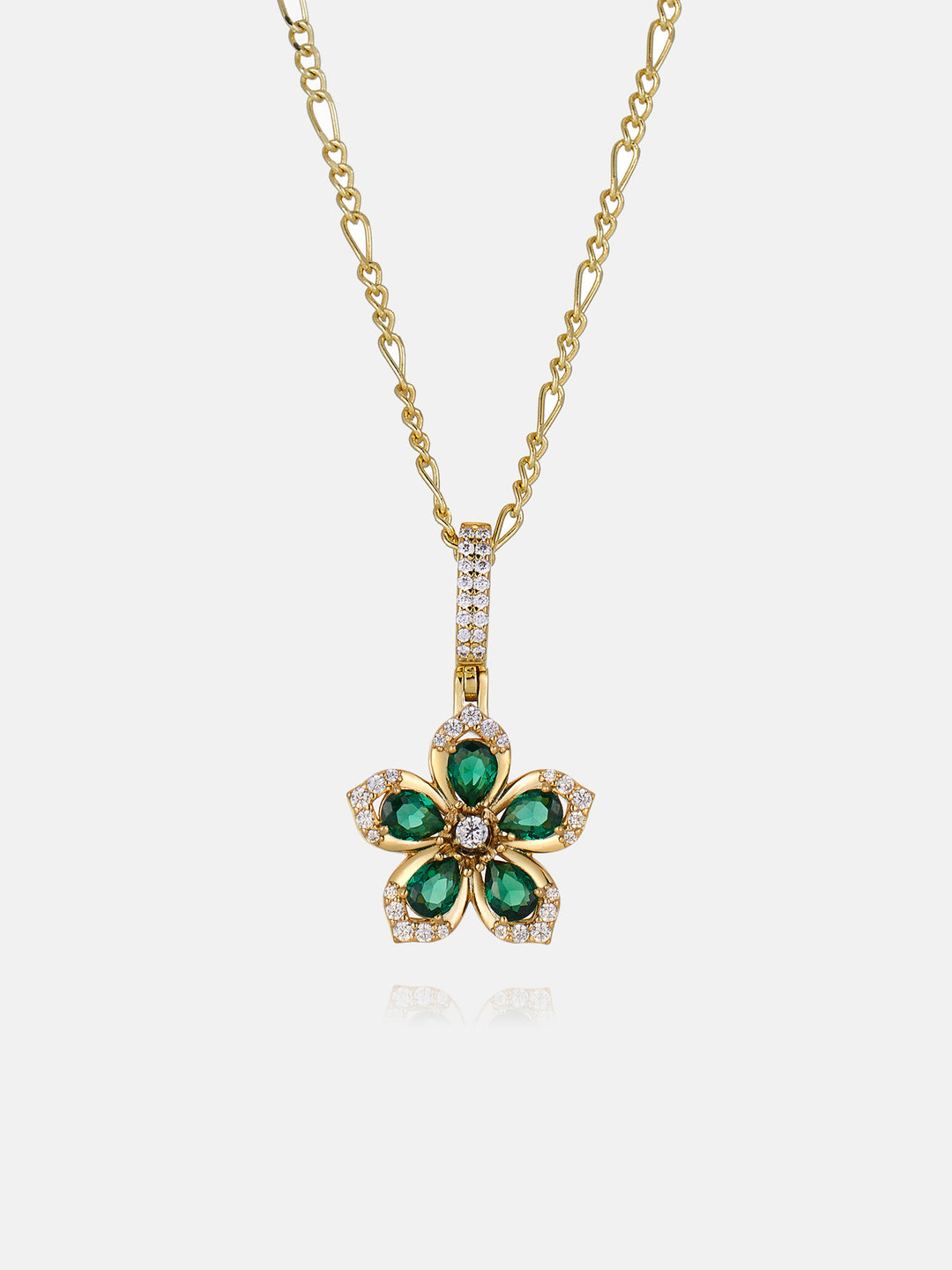 Colored Gemstone Moissanite Flower Rotatable Necklace