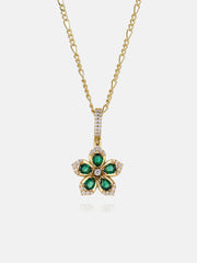 Colored Gemstone Moissanite Flower Rotatable Necklace