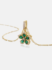 Colored Gemstone Moissanite Flower Rotatable Necklace