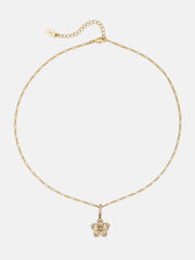 Colored Gemstone Moissanite Flower Rotatable Necklace