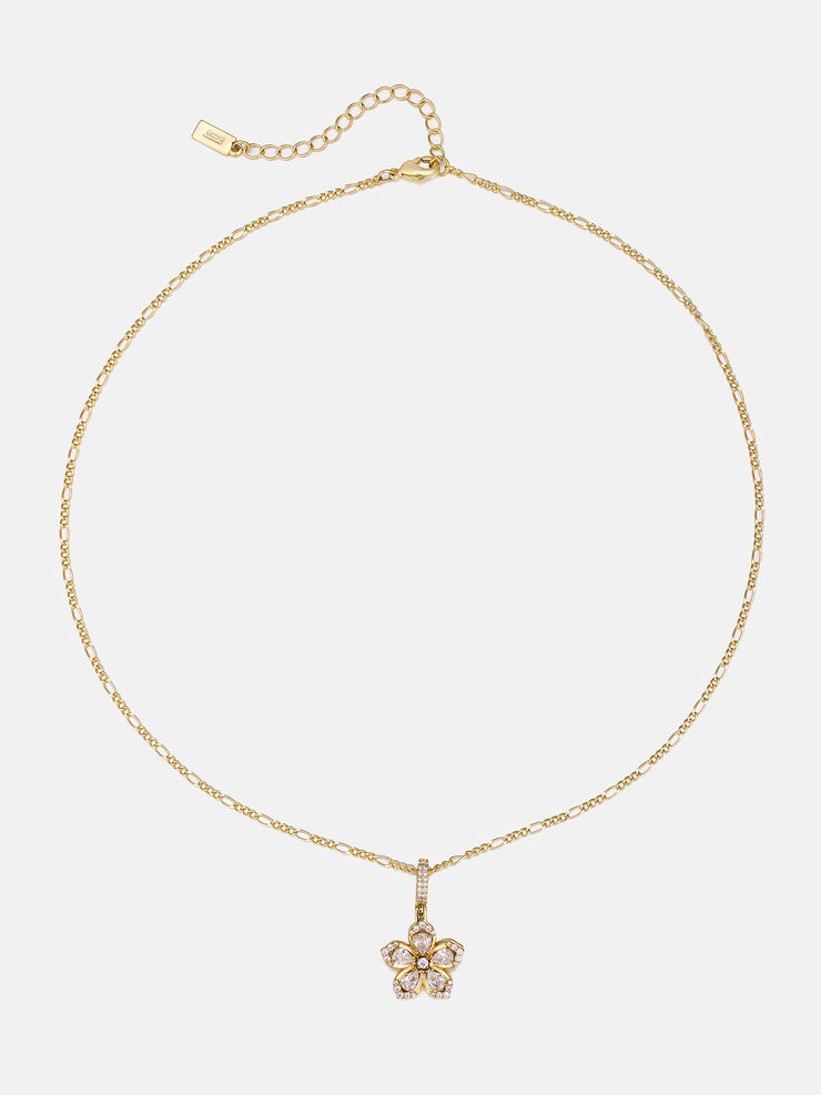 Colored Gemstone Moissanite Flower Rotatable Necklace