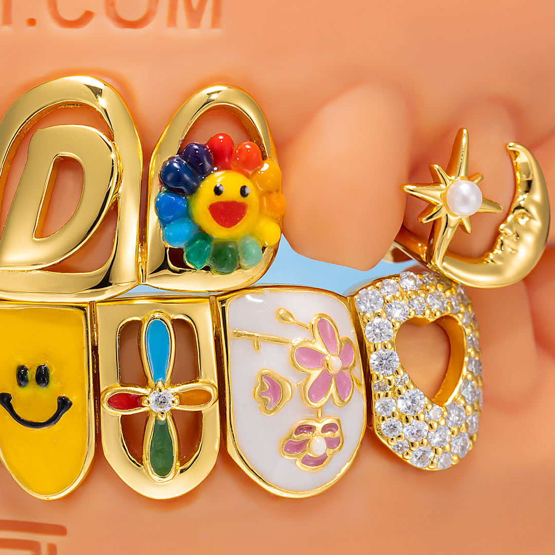 Colorful Enamel Floral Grillz