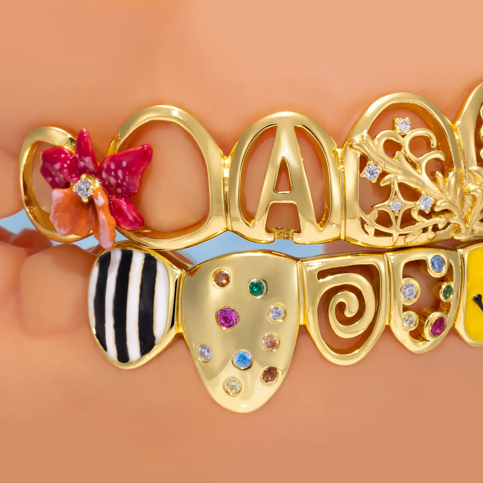 Colorful Enamel Floral Grillz